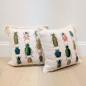 Rifle Paper Co. Insect Print Accent Pillows - Cream, Green, Blue, Pink